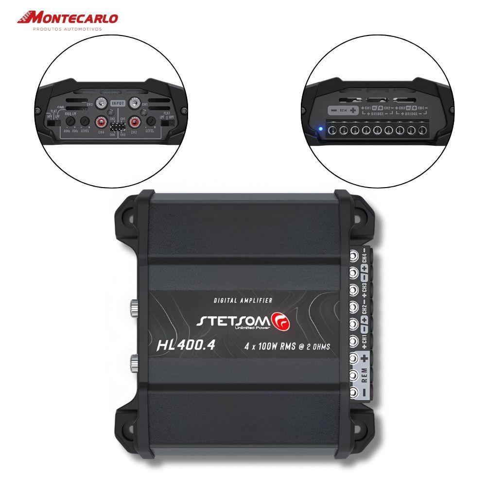 AMPLIF 4 CANAIS 400W RMS 2 OHMS D (HL400.4)