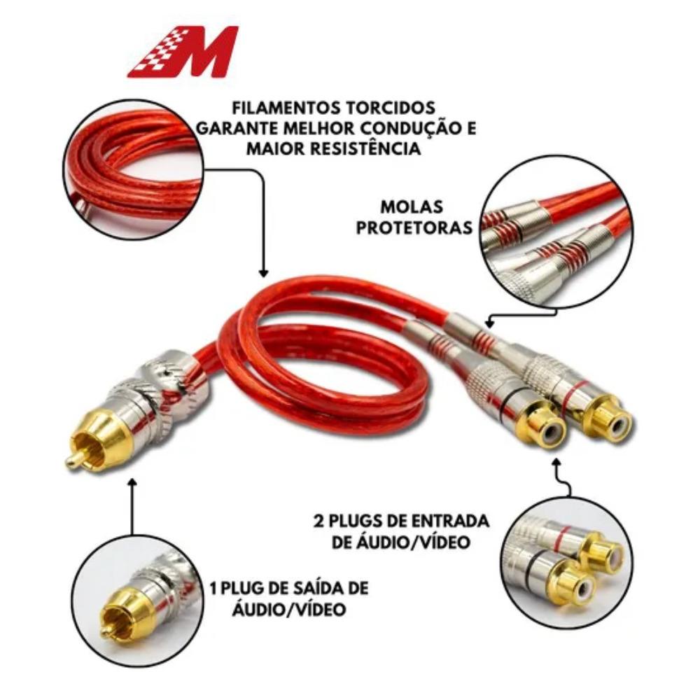 CABO RCA Y 1M/2F 5MM PLUG R METAL TRIPLA BLIND VM