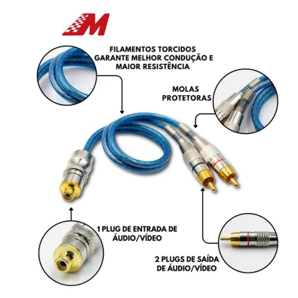 CABO RCA Y 2M/1F 5MM PLUG R METAL TRIPLA BLIND AZ