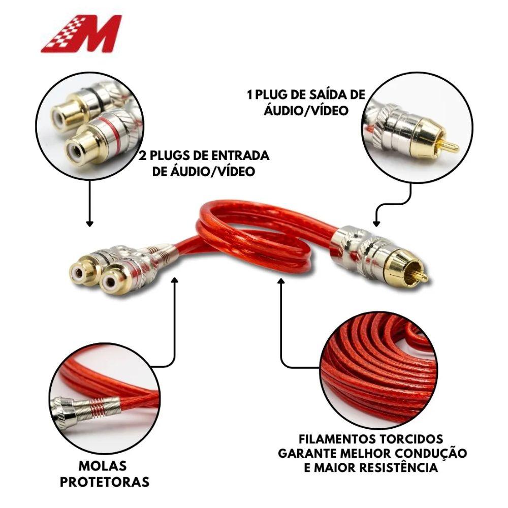 CABO RCA Y 1M/2F 5MM PLUG R OURO TRIPLA BLINDAG VM