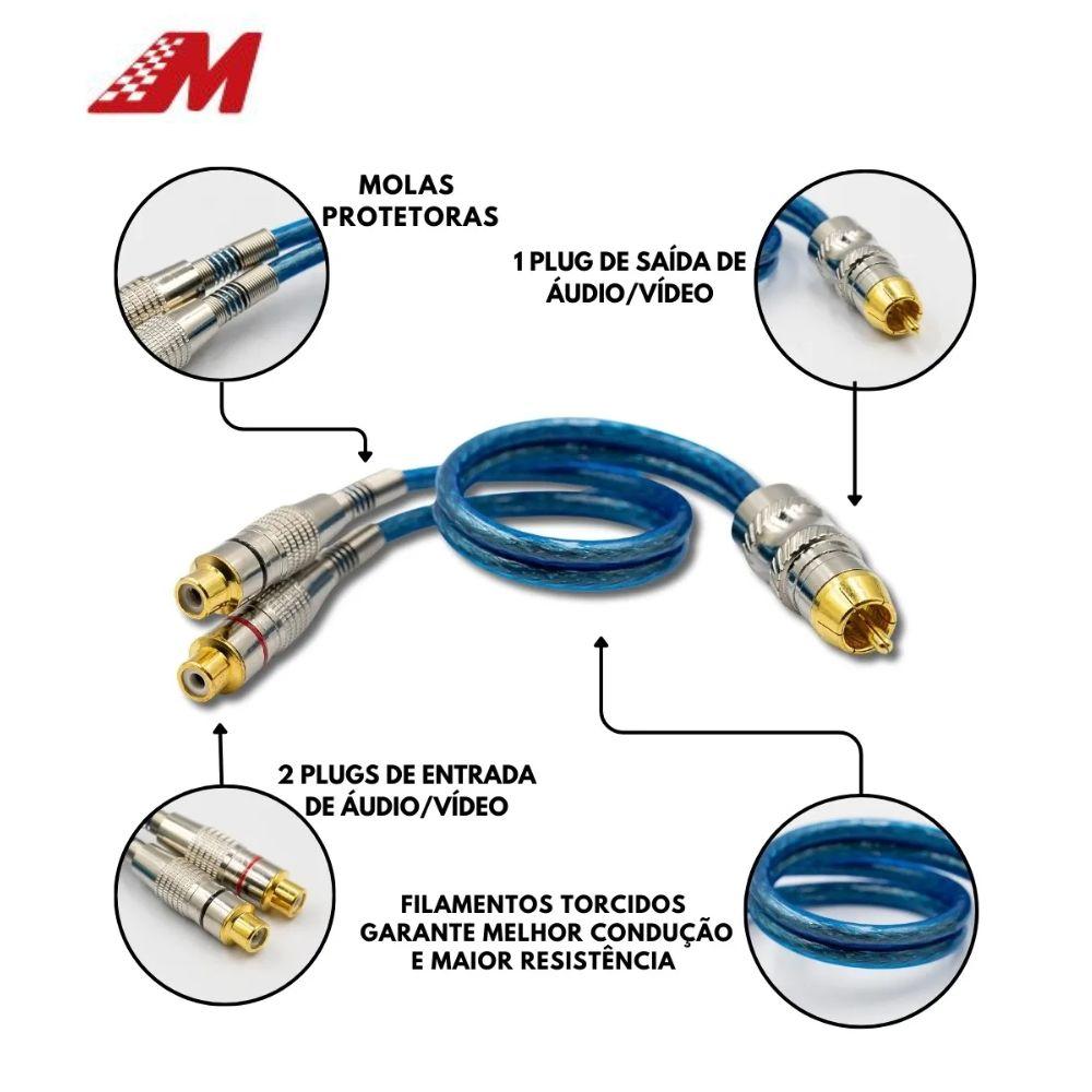 CABO RCA Y 1M/2F 5MM PLUG R METAL TRIPLA BLIND AZ