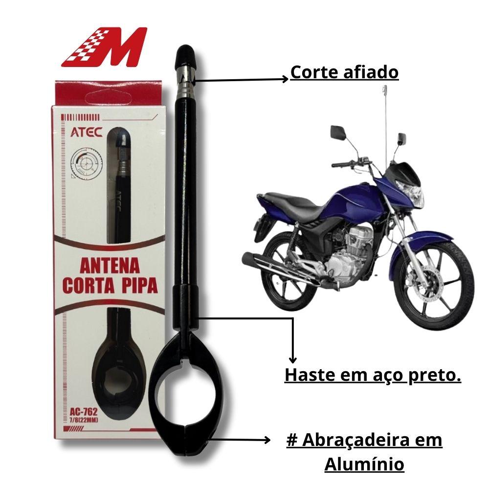 ANTENA MOTO 6 ESTAGIOS CORTA PIPA PRETA