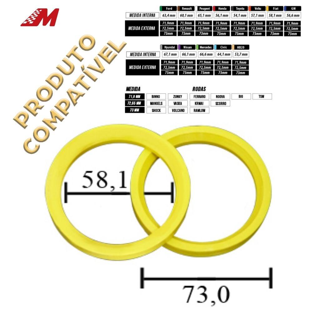 ANEL CENTRALIZADOR 73MM FIAT AMARELO (4 UN)