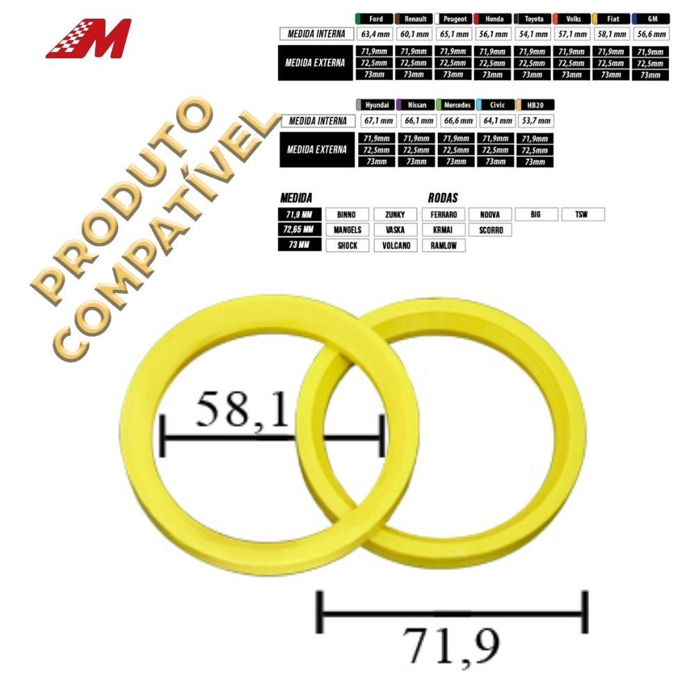 ANEL CENTRALIZADOR 72MM FIAT AMARELO (4 UN)
